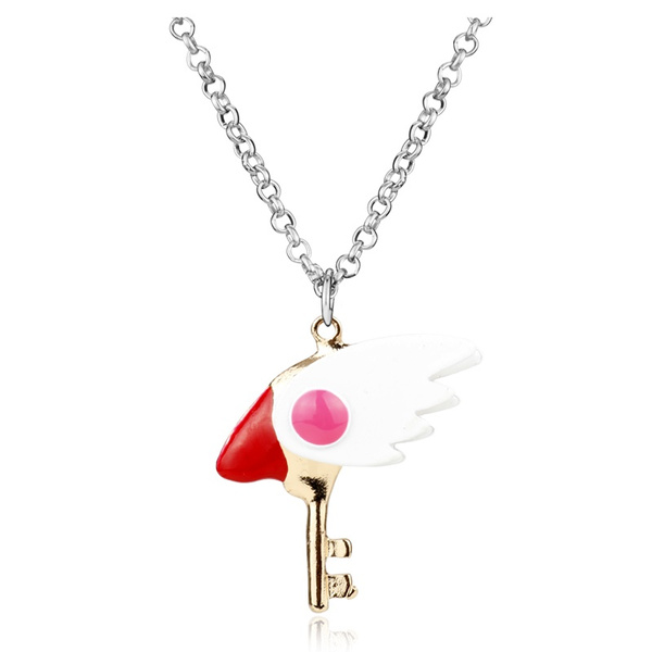 Card Captor Sakura Kinomoto Wand Sakura Star Key Necklace Pendant Chain Cosplay