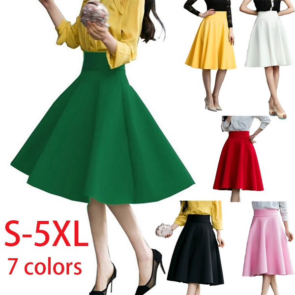 Plus size high waisted flare clearance skirt