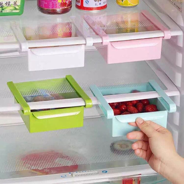 Plastic Clear Fridge Organizer Slide Under Shelf Drawer Box Rack Holder  Refrigerator Drawer Kitchen Fruit Food Storage Box