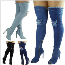 casual shoes, Womens Shoes, denimboot, longcanister