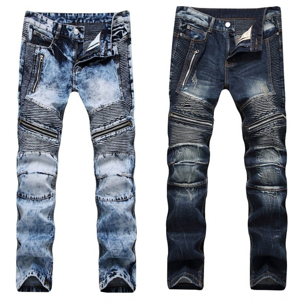 High quality men's jeans casual ripped biker jeans men hip hop pants