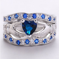 Heart, bluetopazring, 925 sterling silver, Jewelry