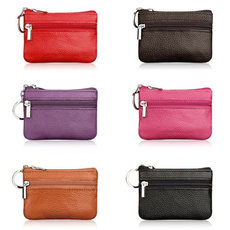 Cute Genuine Real Leather Small Coin Card Key Ring Zipper Wallet Tote Pouch Mini Purse