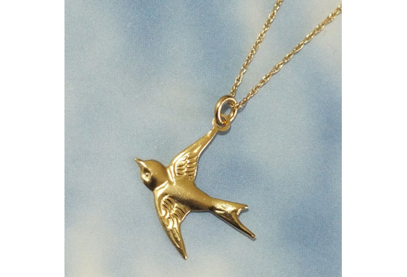 Shreeja Jeweles Gold Plated Love Heart Bird Shape Pendant Chain For Women  and Girls