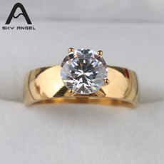 Fashion stainless steel rings for women with zircon Gold Crystal rings Female Engagement Wedding Finger Rings for girls lover gifts