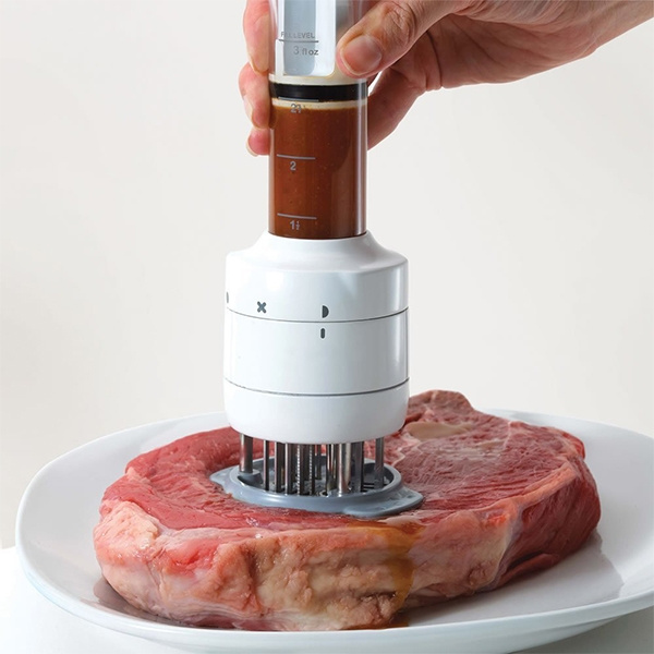 KUAIZI Meat Tenderizer Needle Stainless Steel Seasoning Marinade Injector Kitchen Home Dining Sauces Gadget Cooking Hammers 