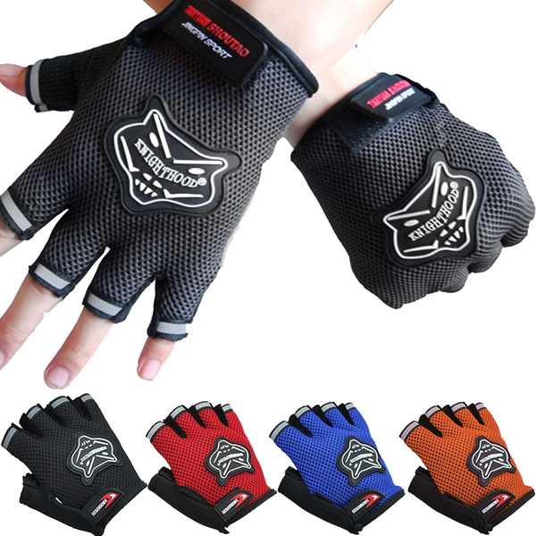 » Optimum Hawkley Half Finger Gloves Black/Red/Grey Large 