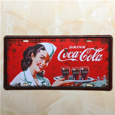 pin-up girl Coca-Cola tin sign car plate at home accessories