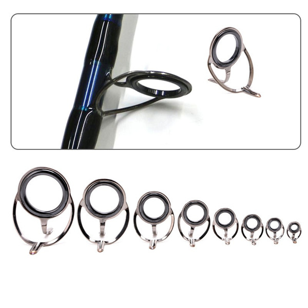 8Pcs 6# - 30# Stainless Steel Eye Rings Fishing Rod Guides Tips Line Repair  Kit
