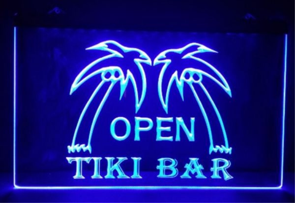 170196 Tiki Bar Open Sunshine Music Mobile Party Display LED Light Sign 