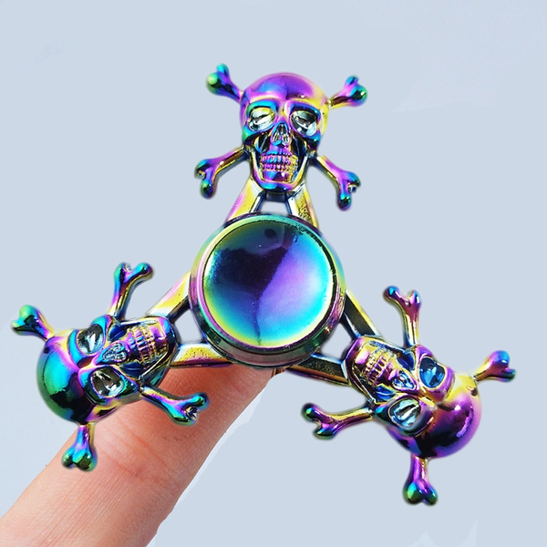 rainbow skull fidget spinner