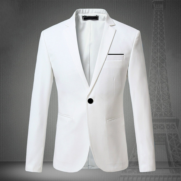 tekst Montgomery Monica New Spring Male Blazer Jacket Men's Fashion Solid Color Casual Blazers for  Business Suit Coats White | Wish