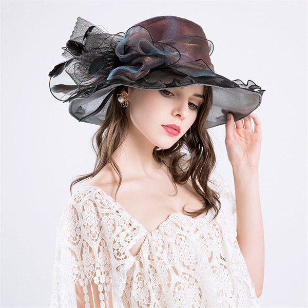 Womens Formal Hats: Flower Brim Hat