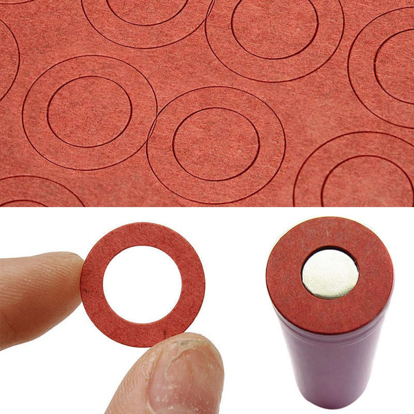 200pcs 18650 battery insulator insulation ring adhesive cardboard paper red ja 