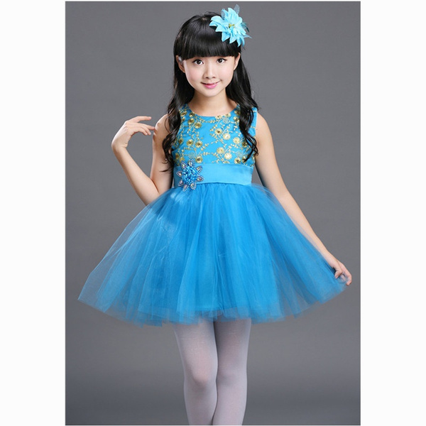 Girls Bule Fairy Costumes Halloween Flower Printing Dress Avenue Neverland Garden Fairy Kids Costume Lovely Princess Dress Wish