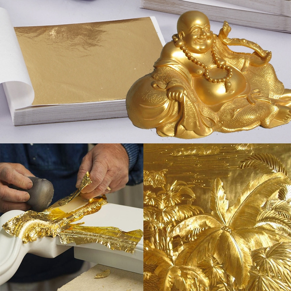 100x 24K Gold Leaf Sheets Fot Art Crafts Design Gilding Framing Scrap 9cm*9 cm 