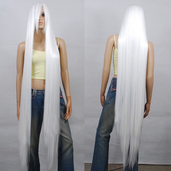 wholesale 150cm Extra Long White Cosplay Wig 60 inch High Temp