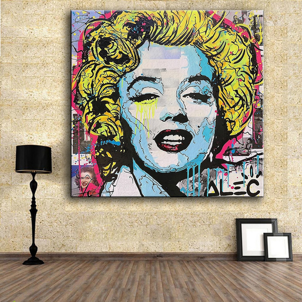 New poster Marilyn Monroe Alec monopoly Graffiti art print canvas for ...