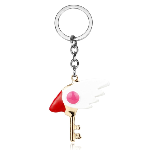 Anime Cartoon Sakura Bird Card Captor Sweet Angel Wing Key Chain Charms  Women Girls Keychain Children Gift