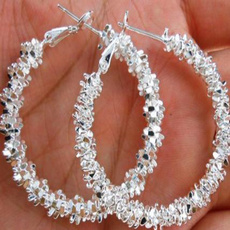 Fashion Women Jewelry 925 Silver Plated "Stars" Hoop Dangle Earring Hot