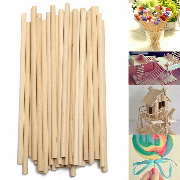 100pcs 150mm Round Wooden Lollipop Lolly Sticks Cake Dowel For DIY Food Craft CG 