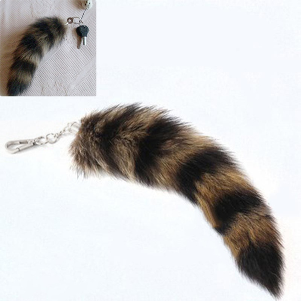 Cute Fox Racoon Tail Keychain Fur 