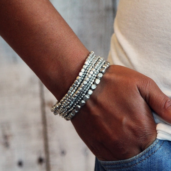 Buy Silver Stretch Bracelet Online In India  Etsy India