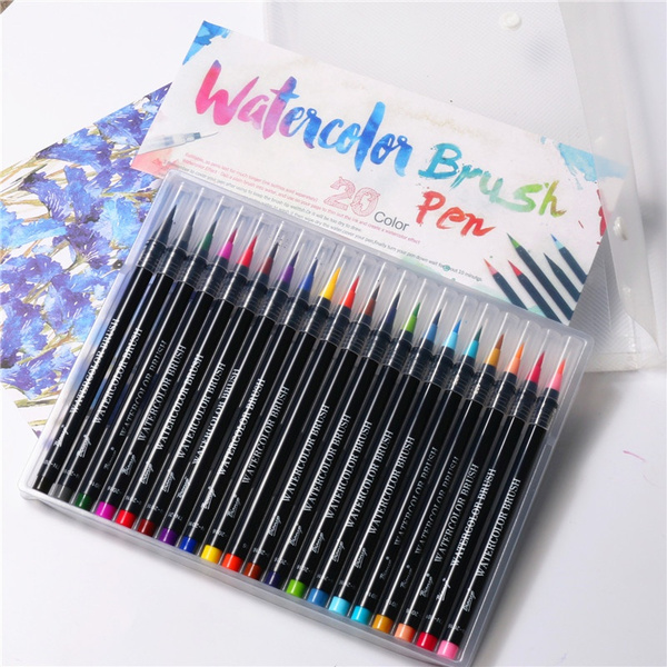 20 Colors +1 Brush Watercolor Markers Brush Pen for Adult Coloring Books  Manga Comic