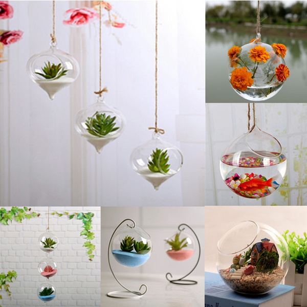 Hanging Glass Flower Planter Vase Terrarium Container Home Garden Ball Decor#^ 