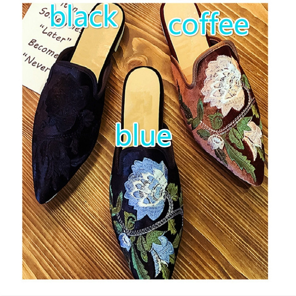 embellished flat mules
