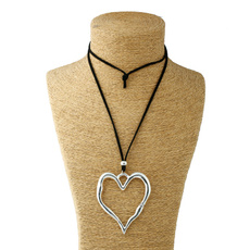 Heart, ropechainnecklace, Jewelry, leather