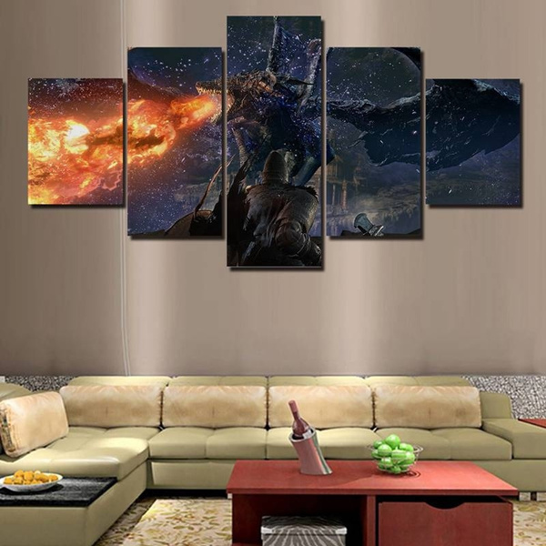 Without Framed 5 Pieces Dark Souls Iii Dragon Home Wall Decor Canvas Painting Wish