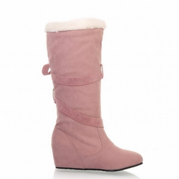 Tamaño grande 34-43 Bowtie hasta la rodilla botas altas marca con cuña  oculta blanco de piel botas de invierno botas de nieve caliente para mujer  zapatos mujer botas | Wish