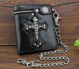 Chain, skull, Wallet, leather