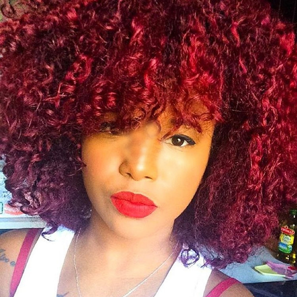 Women s Fashion Short Afro Wig Red Curly Hair for Women Color Red