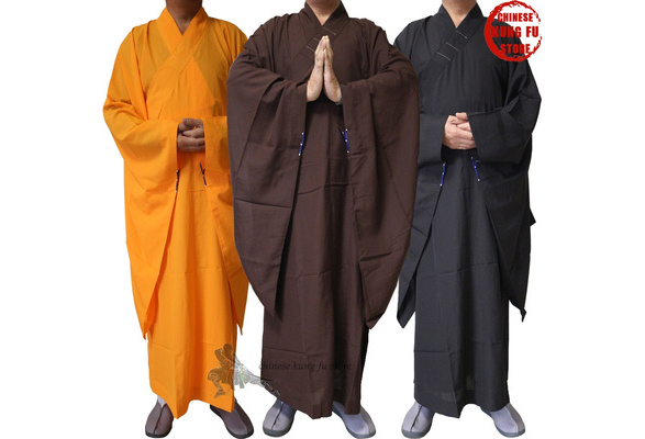 Buddhist Monk Shaolin Dress Meditation Haiqing Robe Long Gown Kung Fu Suit 