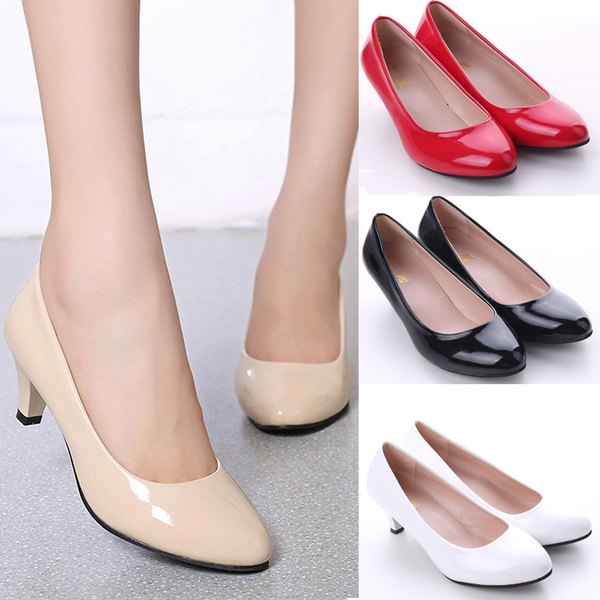 Apricot Cowhide Leather Simplicity Pointy Heels Flat Commuter Shoes fo