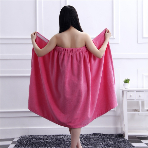 Soft Spa Bath Body Wrap Set Towel Bathrobe W/ Fast Dry Hair Drying Cap For Women 