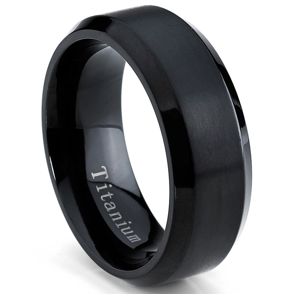 Bague De Mariage titane noire Pour Homme Alliance Titane Pour Homme Noir Int rieur Confort 8mm Taille 54