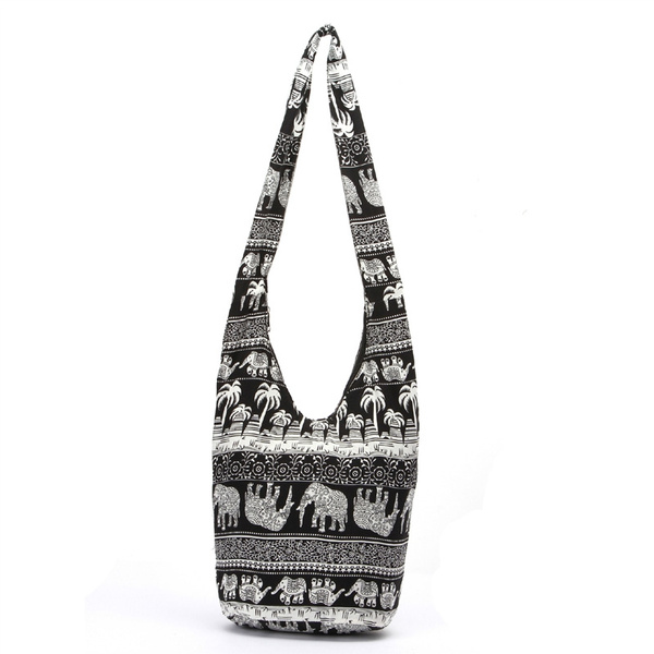 Hobo Purse Cross Body - Shoulder Bag - Indi Elephant Fabric
