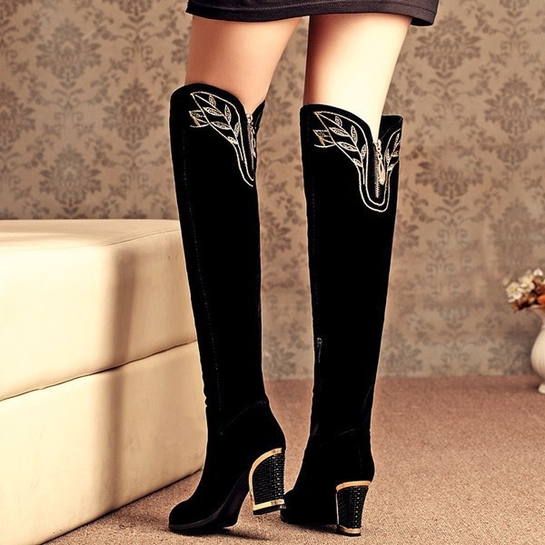 2017 Moda Grueso Encima De La Rodilla Con Alta Heels8cm Mujeres Botas Altas  Botas Cálido Invierno a Prueba De Agua Para Mujer De La Nieve Botines  Zapatos | Wish