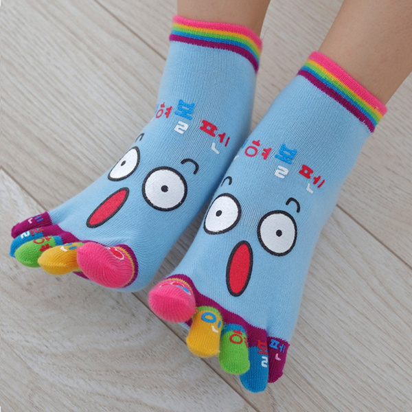 1 Pair Cartoon Smile Print Toe Socks Funny Cotton Socks for Women Lady  Girls | Wish