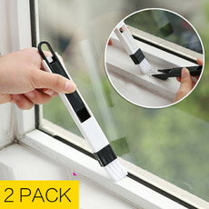 Multipurpose Window Cleaner Brush+Dustpan Multifunction Small Nook Cranny Dust Shovel 2in1 Household Home Kitchen Keyboards Computer Door To Door Folding Washing Cleaning Tool Groove Crevice Recess Cleaning Brush Nook Slot Track Clean Tools 2pack
