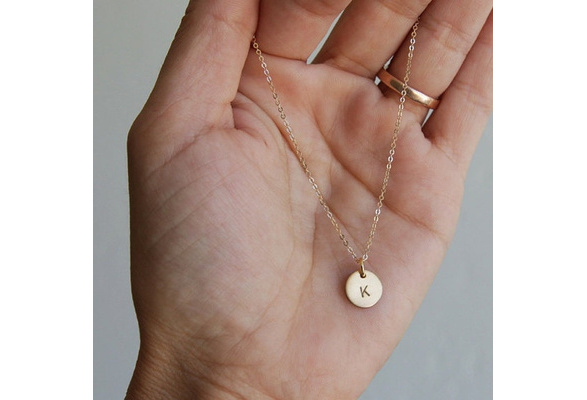 Gold Initial Round Coins Charm Necklace 