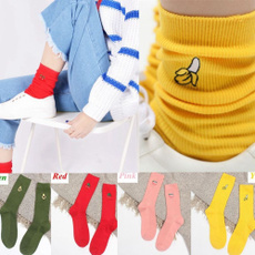 Women Warm Cute Sport Cotton 3D Fruit Embroidery High Socks Hosiery Gestickte Socken Chaussettes brodées