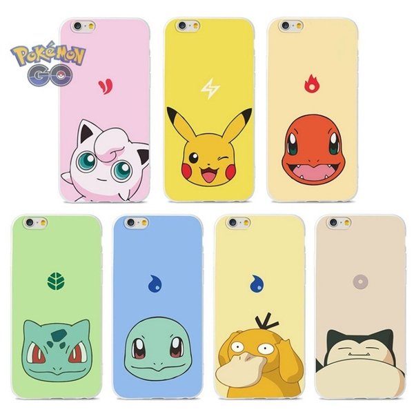 Anime pokemon Psyduck Bulbasaur pikachu Jigglypuff Charmander Snorlax Squirtle phone case couple iphone cover iphone 5 5s 6 6s plus 7 7plus