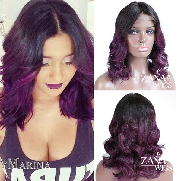 dark purple lace front wig human hair