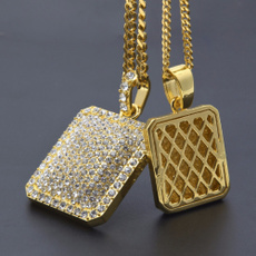Necklace, golden, crystal pendant, DIAMOND