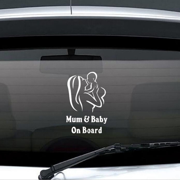Mother and baby on board design baby in car sticker - TenStickers
