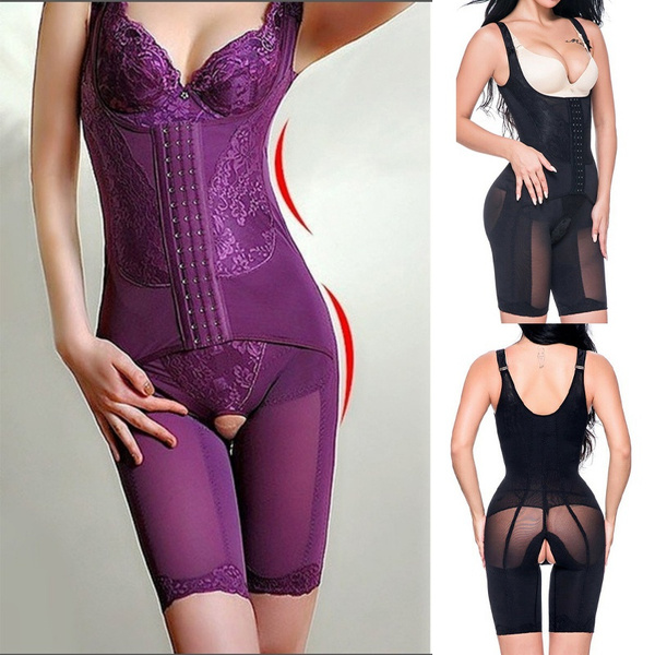 Women Fashion Bodysuits Black Beige Purple Underbust Shapewear Body Tummy  Control Shaper Underwear